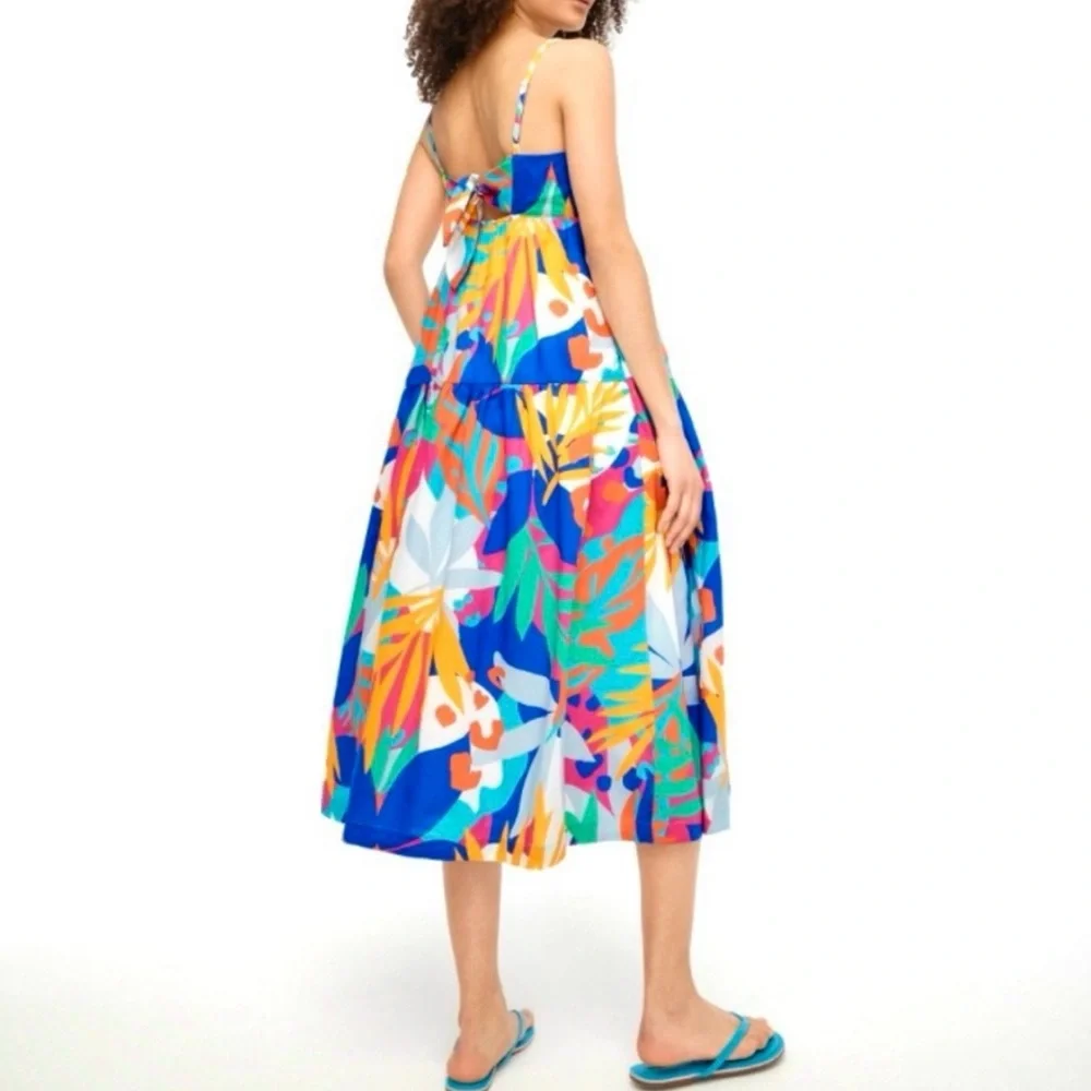 J. Crew Tie-back Tiered Midi Dress